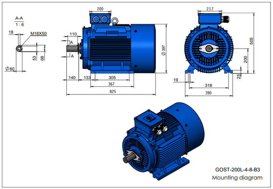 30KW Cooling Method Squirrel Cage Motors With Top Terminal Box Location 200L